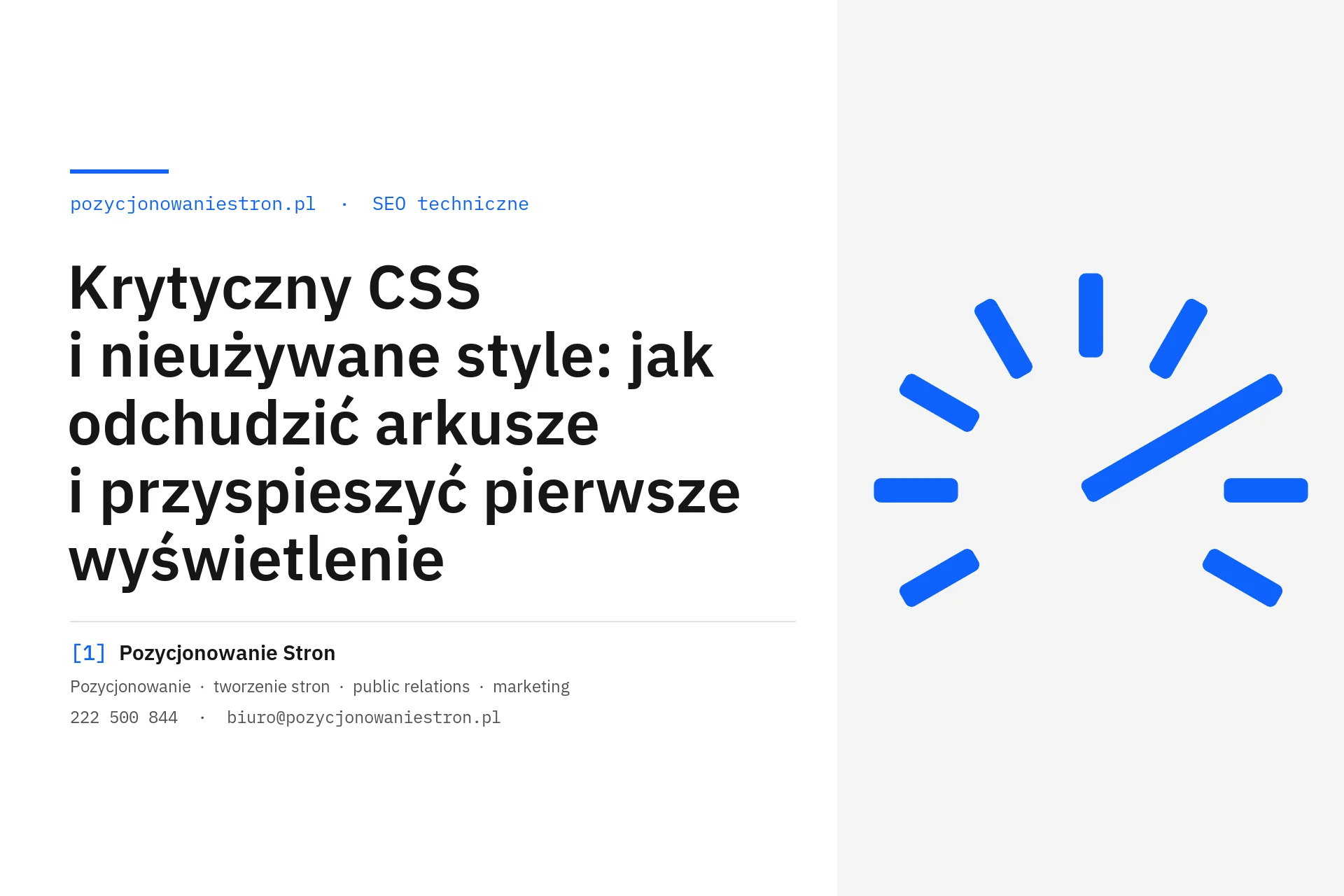 Krytyczny CSS i nieużywane style w arkuszach strony - okładka wpisu na blogu Pozycjonowanie Stron