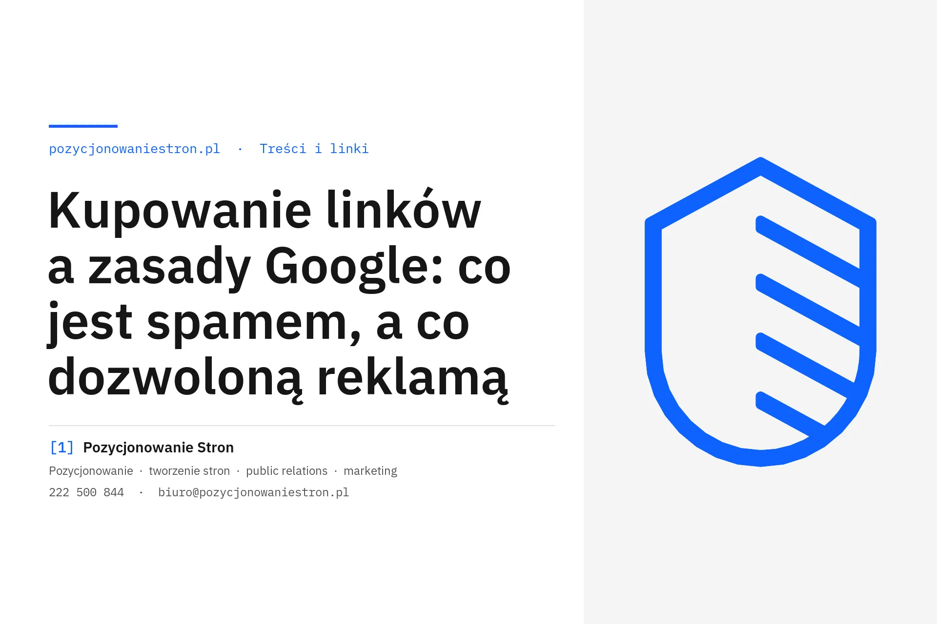 Kupowanie linków a zasady Google: spam i dozwolona reklama - okładka wpisu na blogu Pozycjonowanie Stron