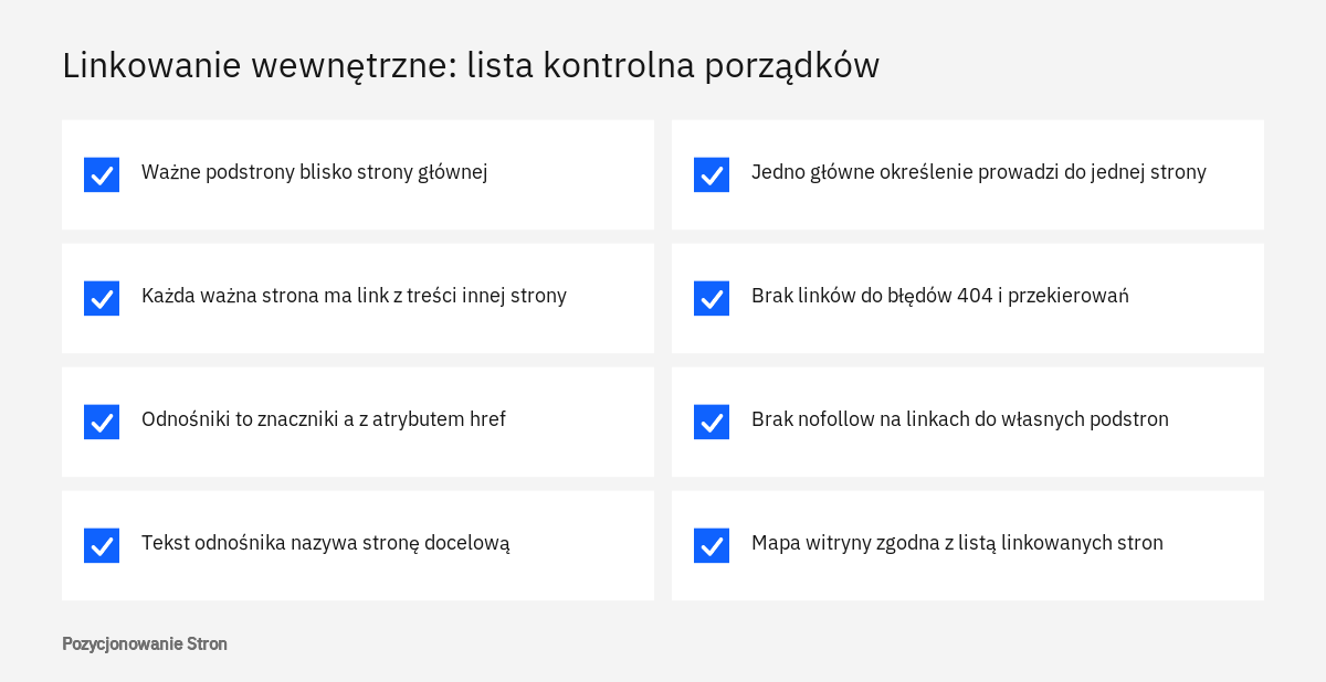 Lista kontrolna porządkowania linkowania wewnętrznego na stronie firmowej i w sklepie internetowym