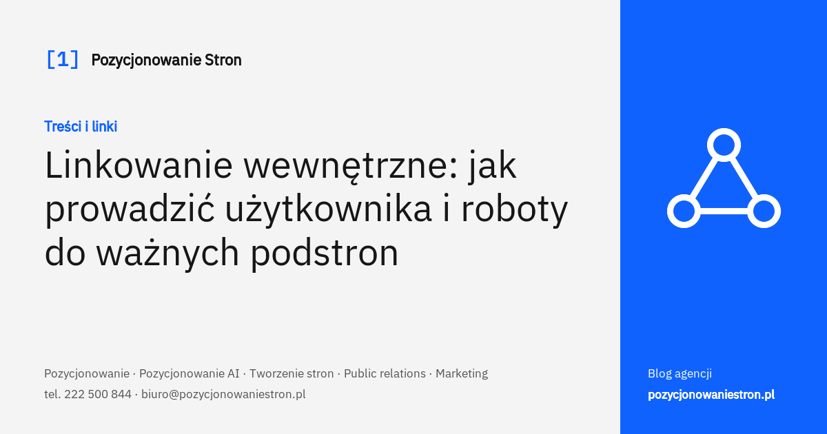 Linkowanie wewnętrzne między stroną główną, usługami i wpisami - okładka wpisu na blogu Pozycjonowanie Stron