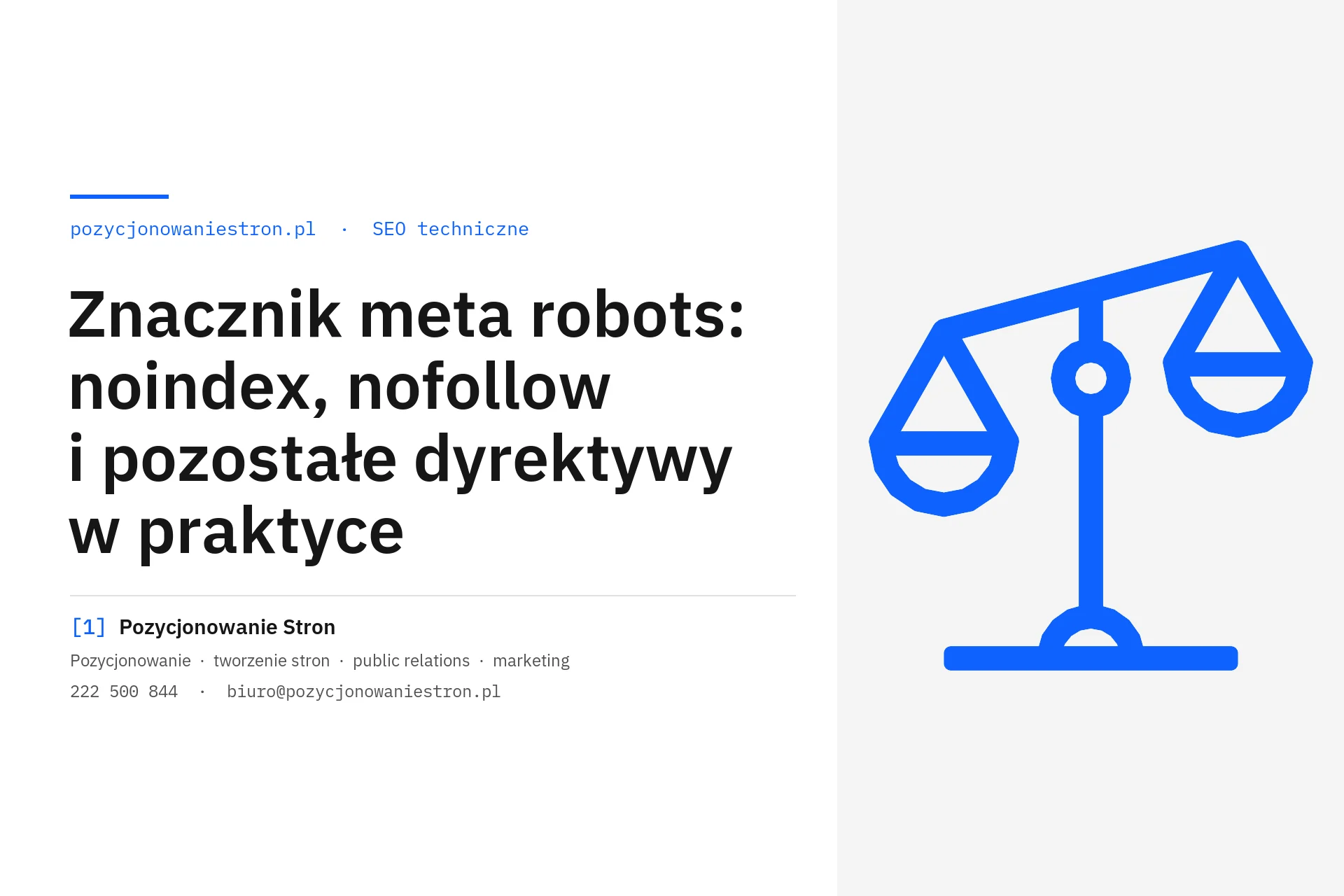 Znacznik meta robots: noindex, nofollow i dyrektywy - okładka wpisu na blogu Pozycjonowanie Stron