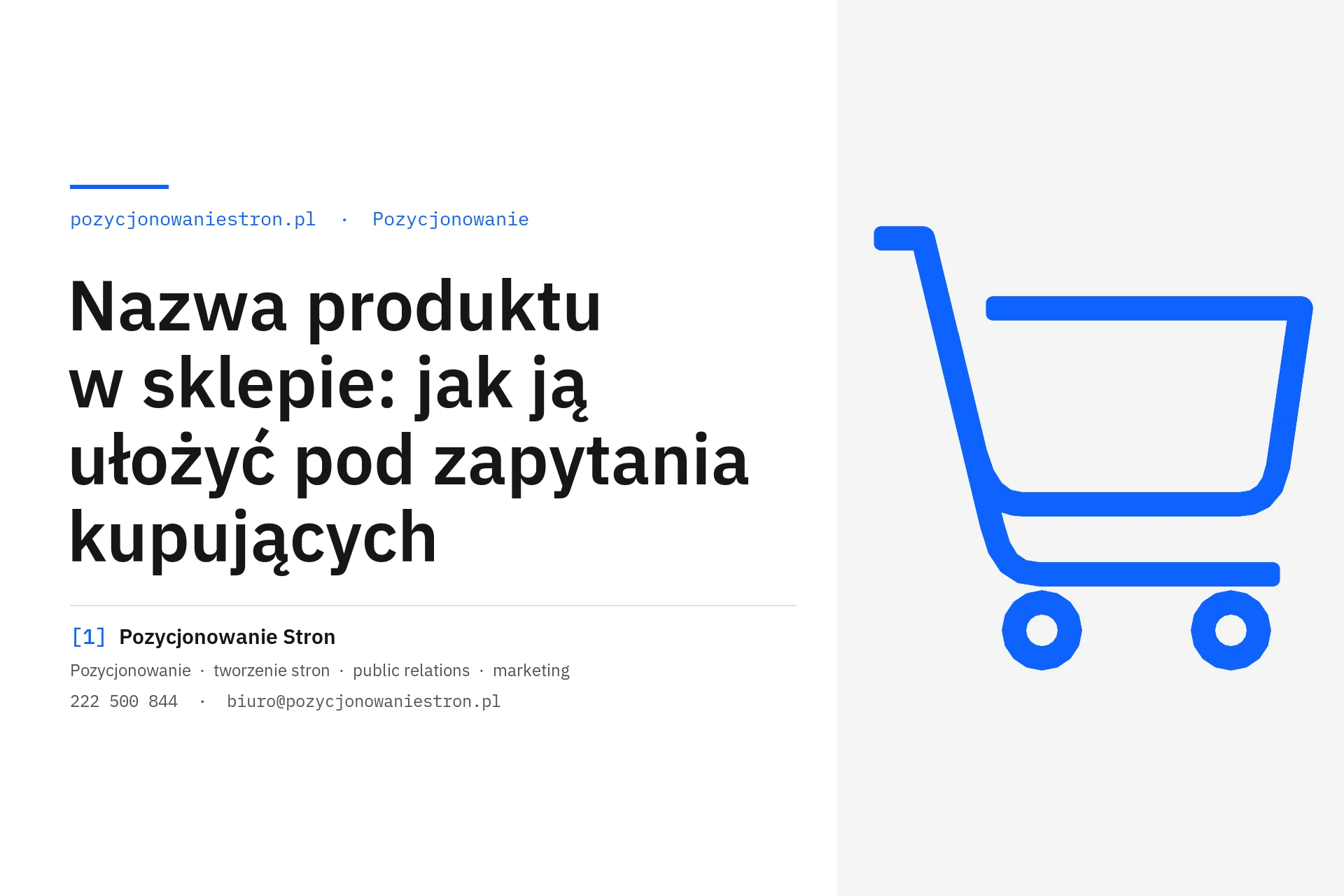 Nazwa produktu w sklepie ułożona pod zapytania kupujących - okładka wpisu na blogu Pozycjonowanie Stron