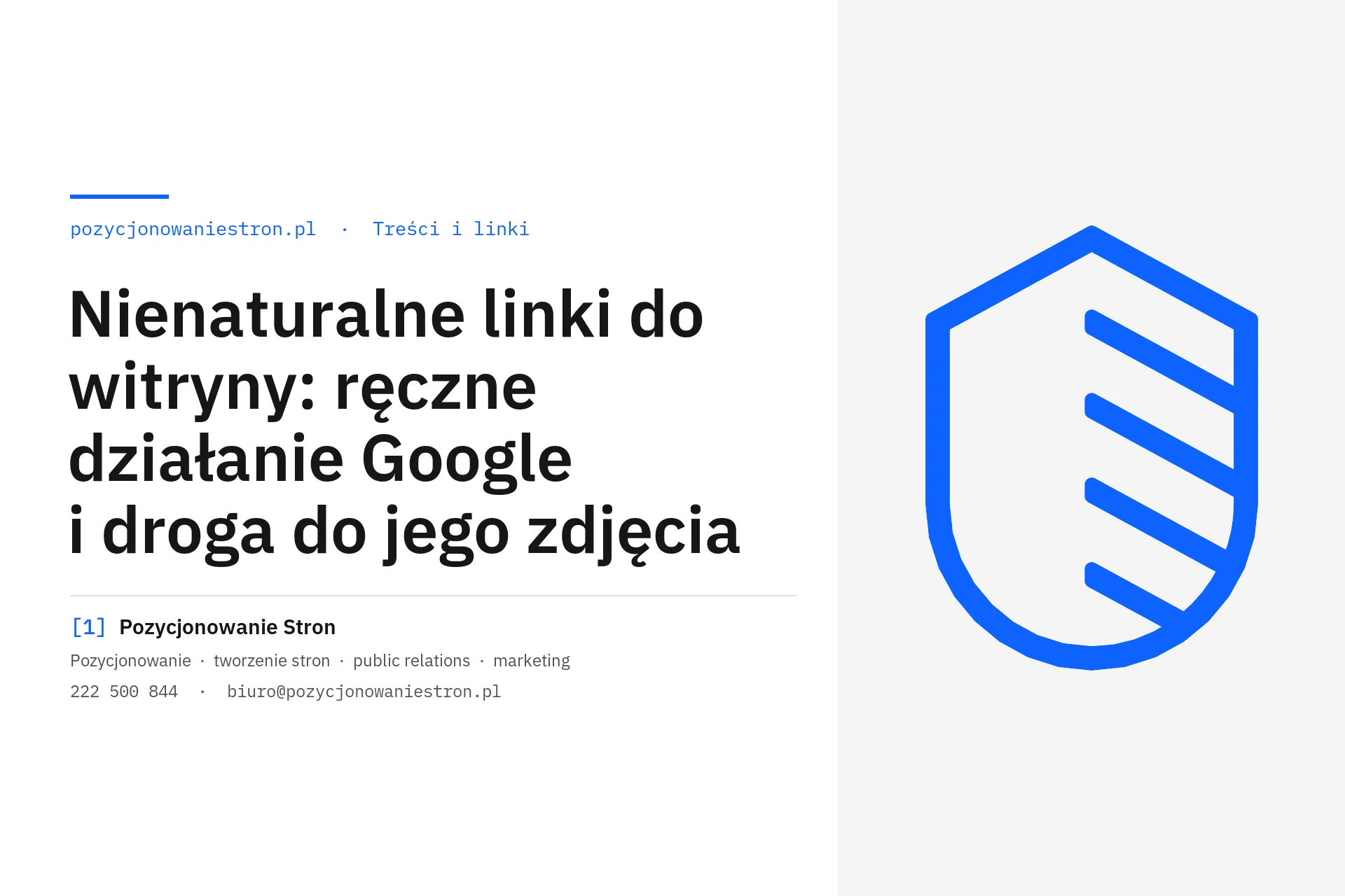 Nienaturalne linki do witryny i ręczne działanie Google - okładka wpisu na blogu Pozycjonowanie Stron