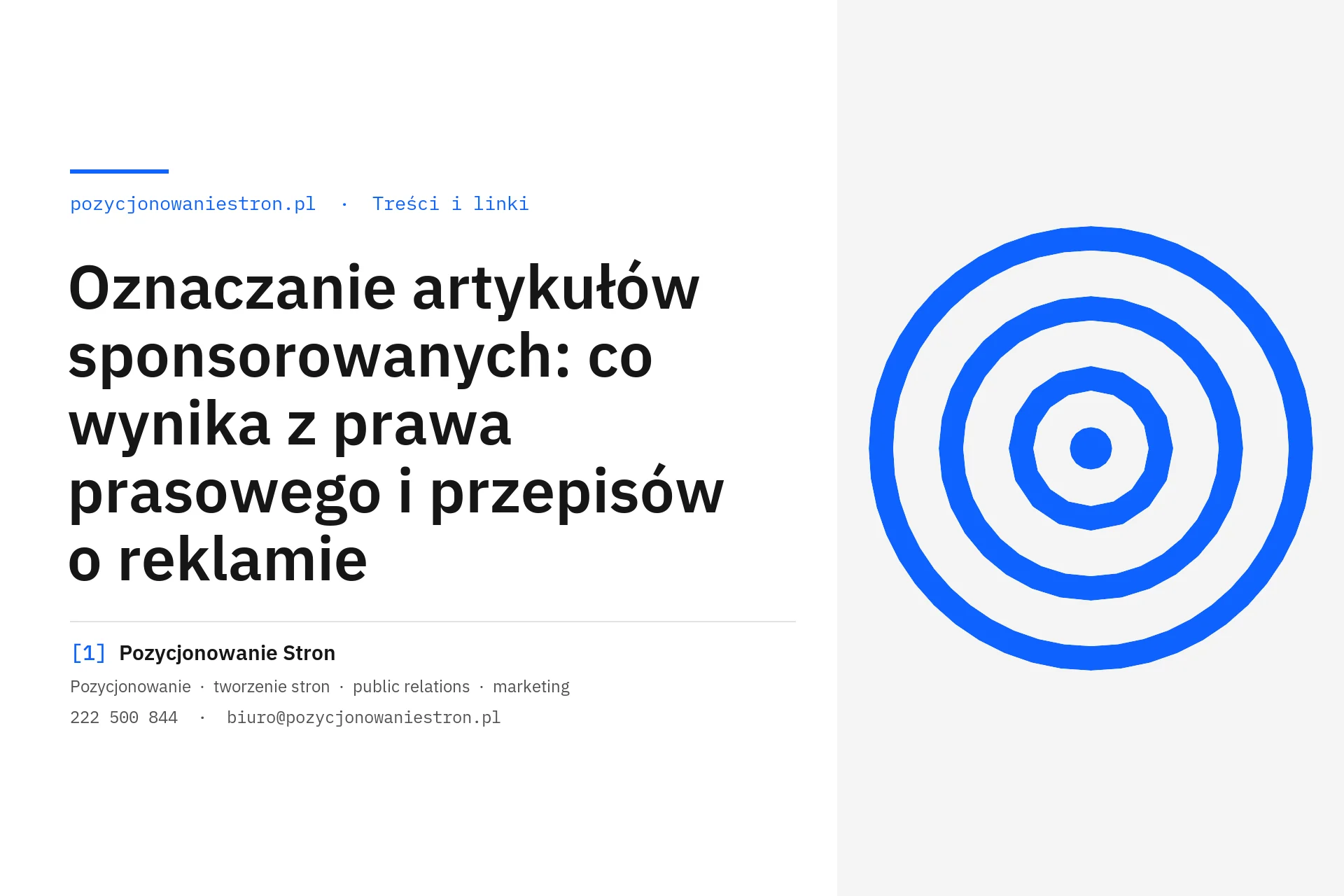 Oznaczanie artykułów sponsorowanych zgodnie z prawem - okładka wpisu na blogu Pozycjonowanie Stron