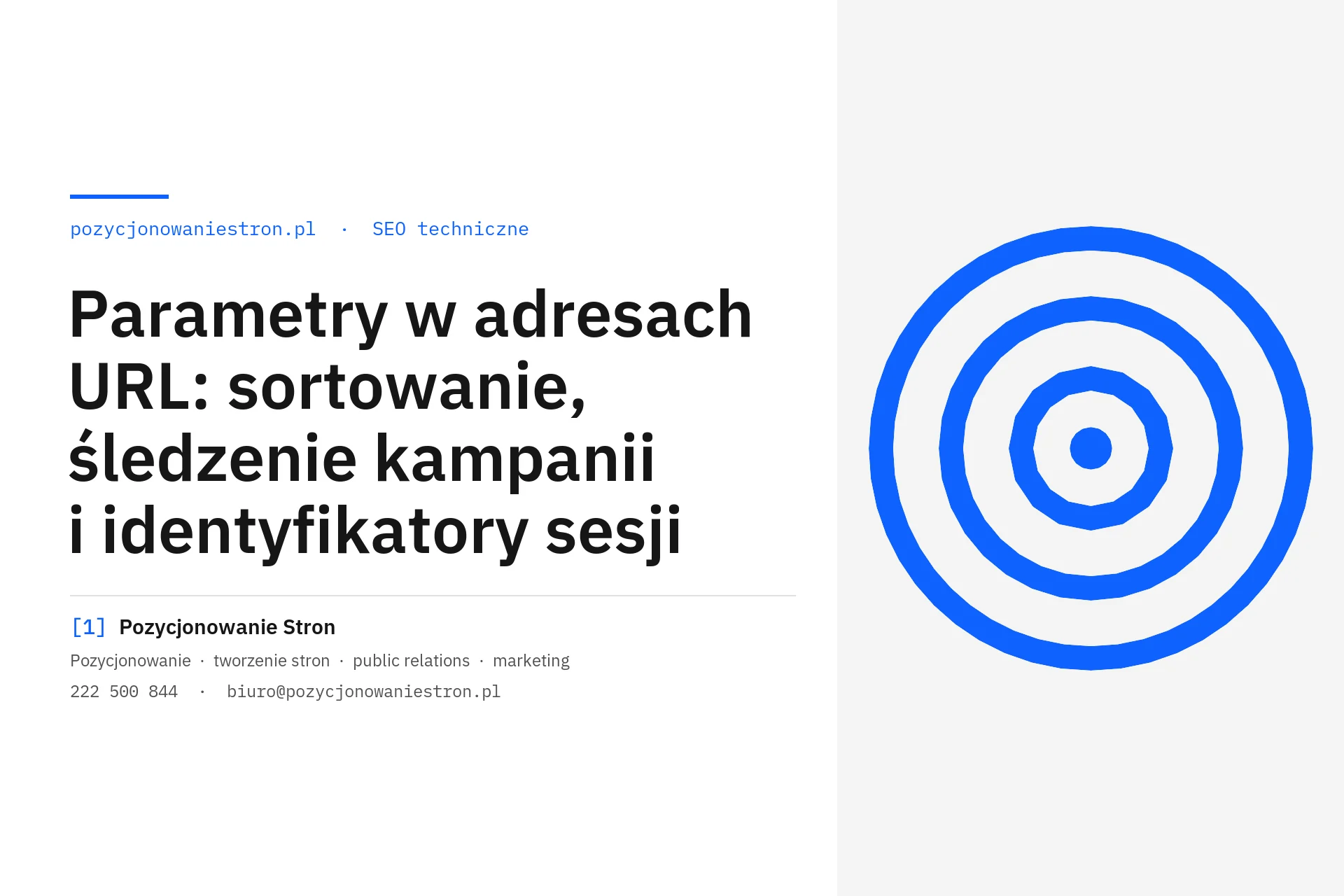 Parametry w adresach URL: kampanie, sesje i sortowanie - okładka wpisu na blogu Pozycjonowanie Stron