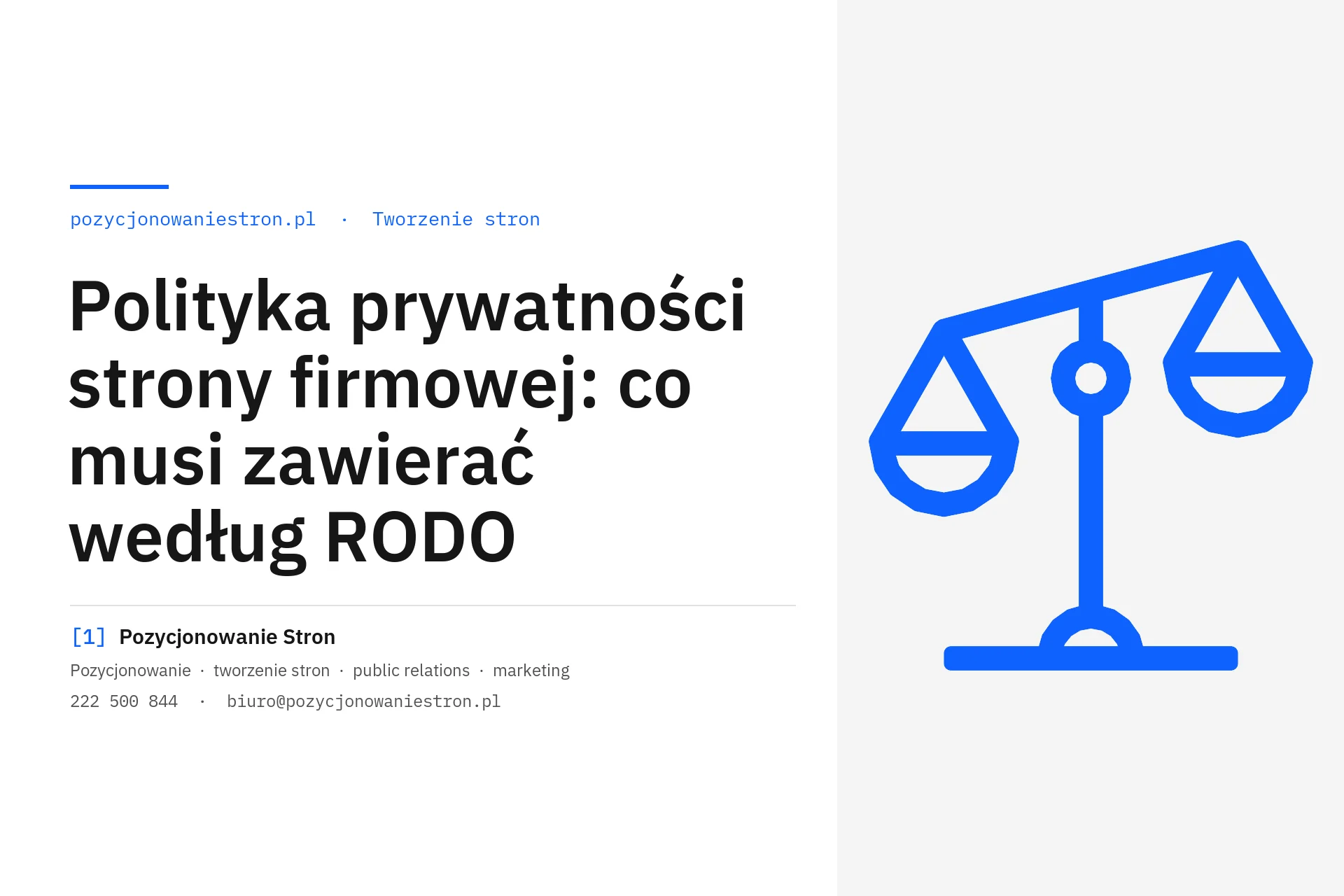 Polityka prywatności strony firmowej według RODO - okładka wpisu na blogu Pozycjonowanie Stron
