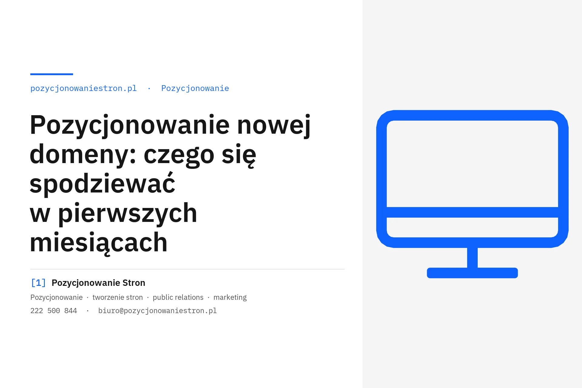 Pozycjonowanie nowej domeny w pierwszych miesiącach - okładka wpisu na blogu Pozycjonowanie Stron