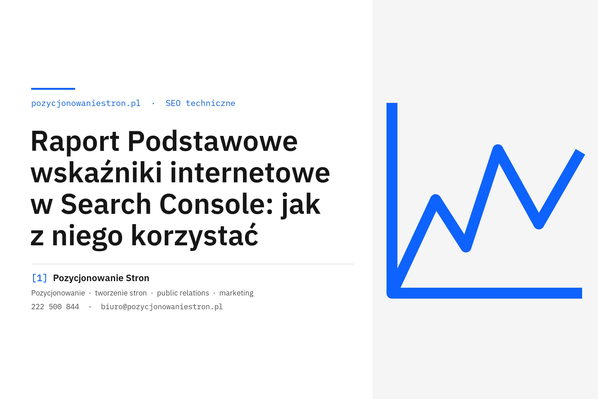 Raport Podstawowe wskaźniki internetowe w Search Console - okładka wpisu na blogu Pozycjonowanie Stron