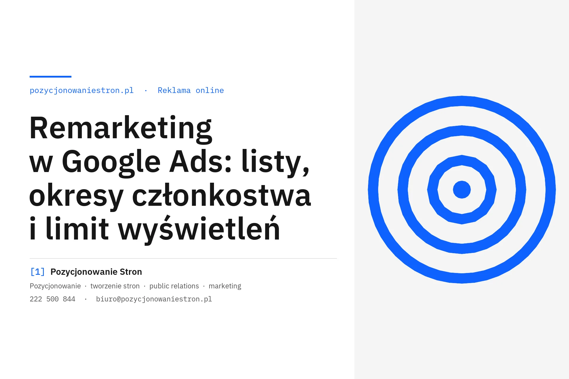 Remarketing w Google Ads i listy odbiorców - okładka wpisu na blogu Pozycjonowanie Stron