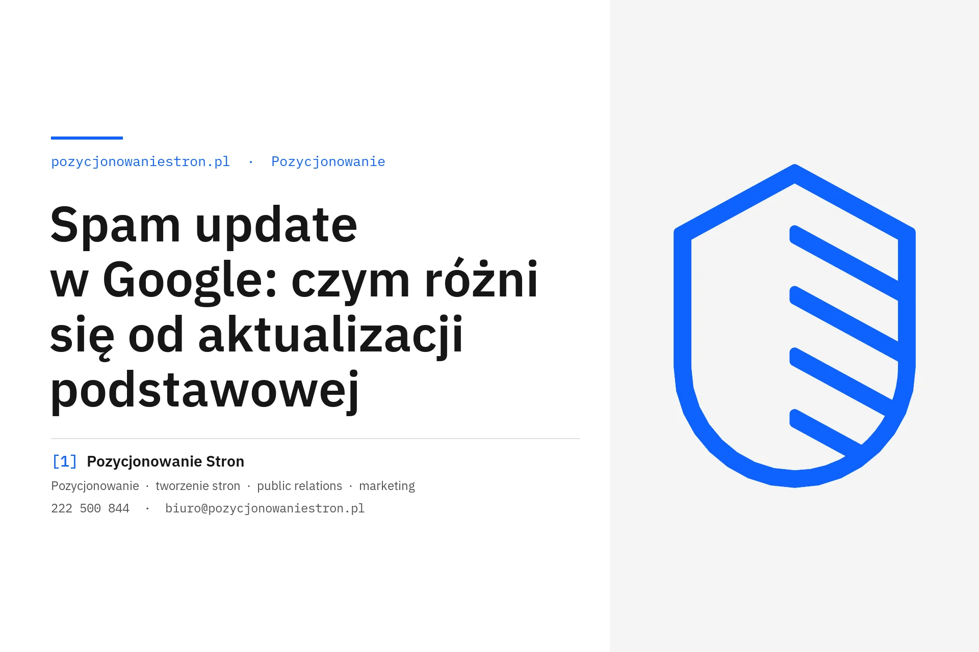 Spam update w Google a aktualizacja podstawowa - okładka wpisu na blogu Pozycjonowanie Stron