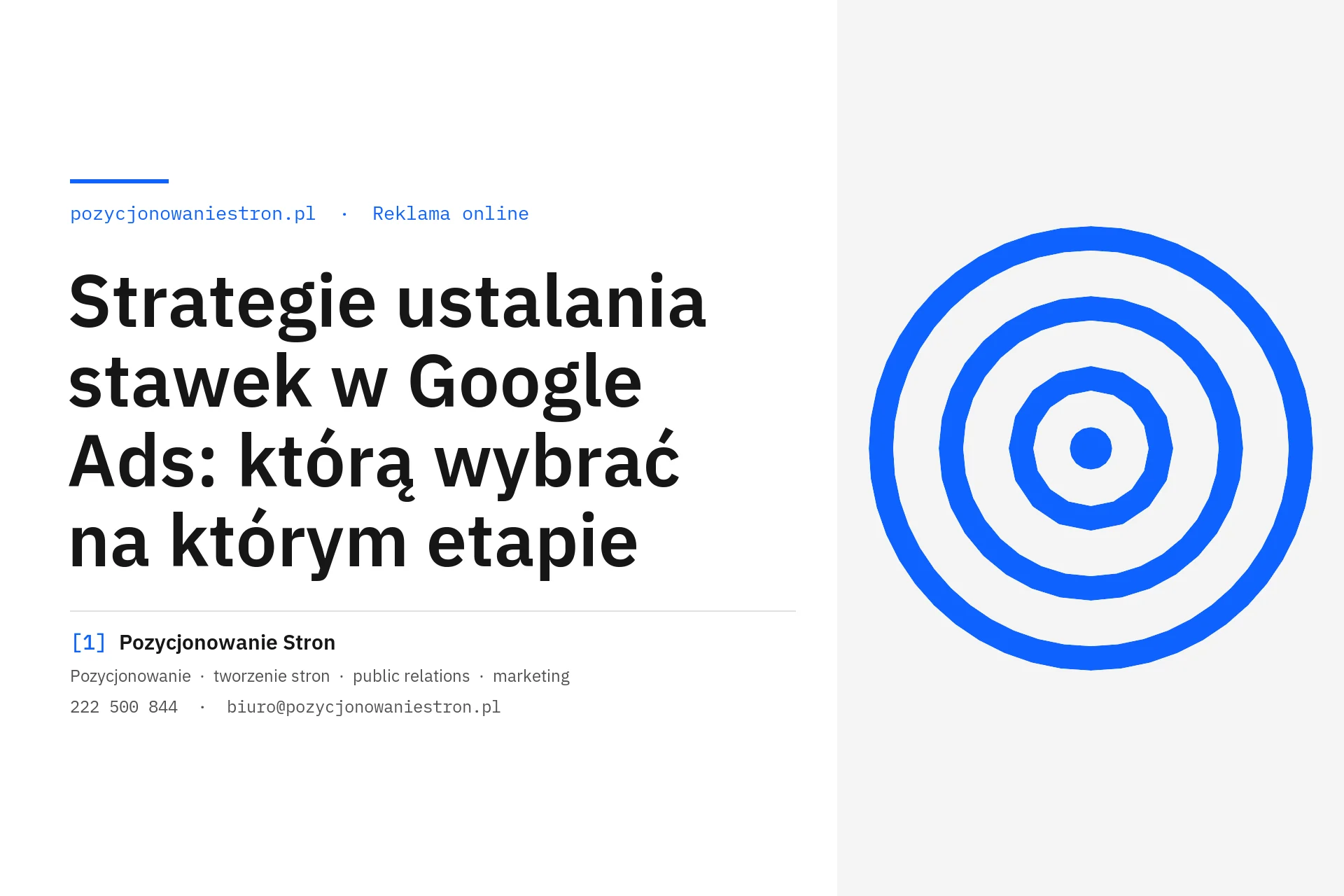 Strategie ustalania stawek w Google Ads na kolejnych etapach kampanii - okładka wpisu na blogu Pozycjonowanie Stron