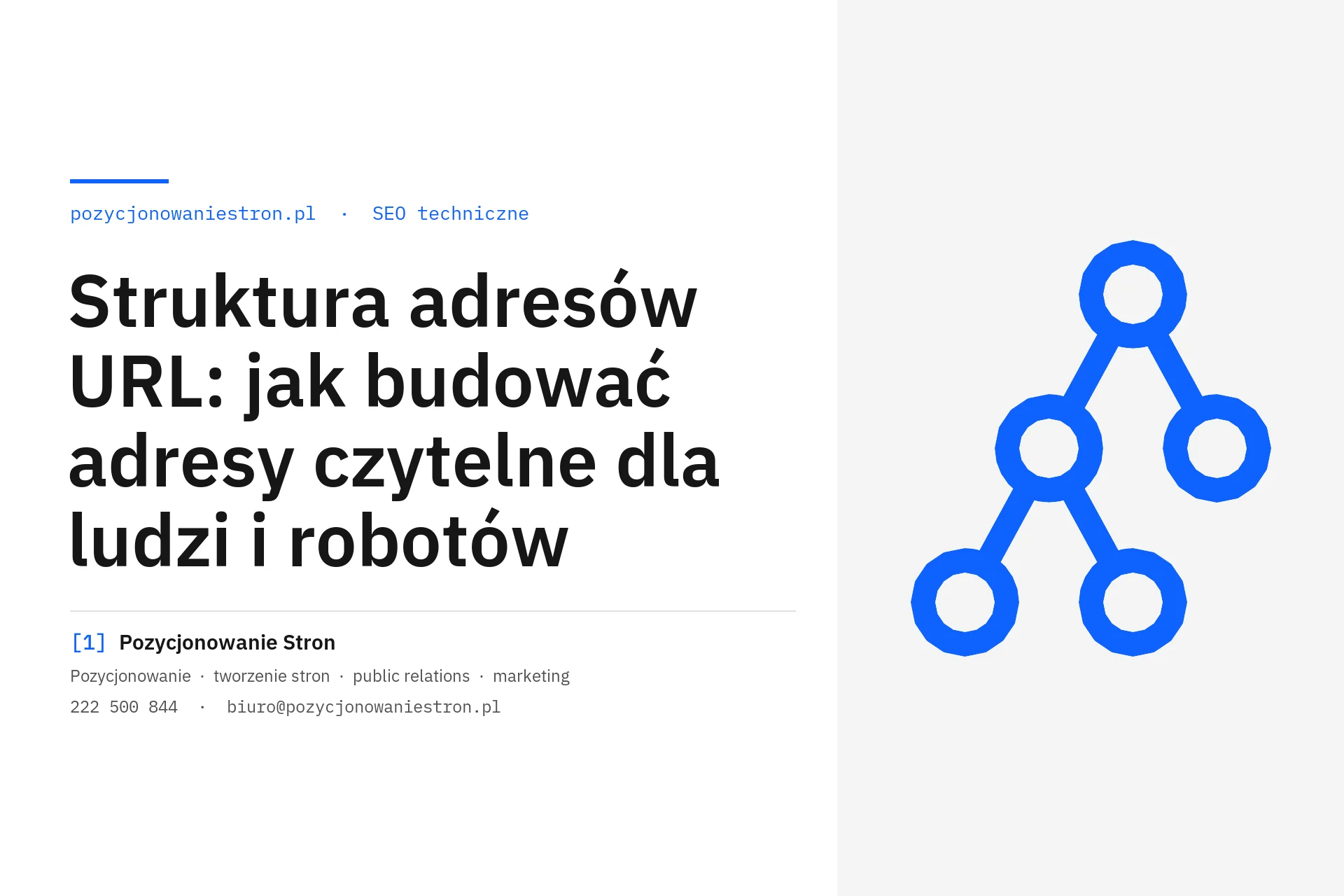 Struktura adresów URL czytelnych dla ludzi i robotów - okładka wpisu na blogu Pozycjonowanie Stron