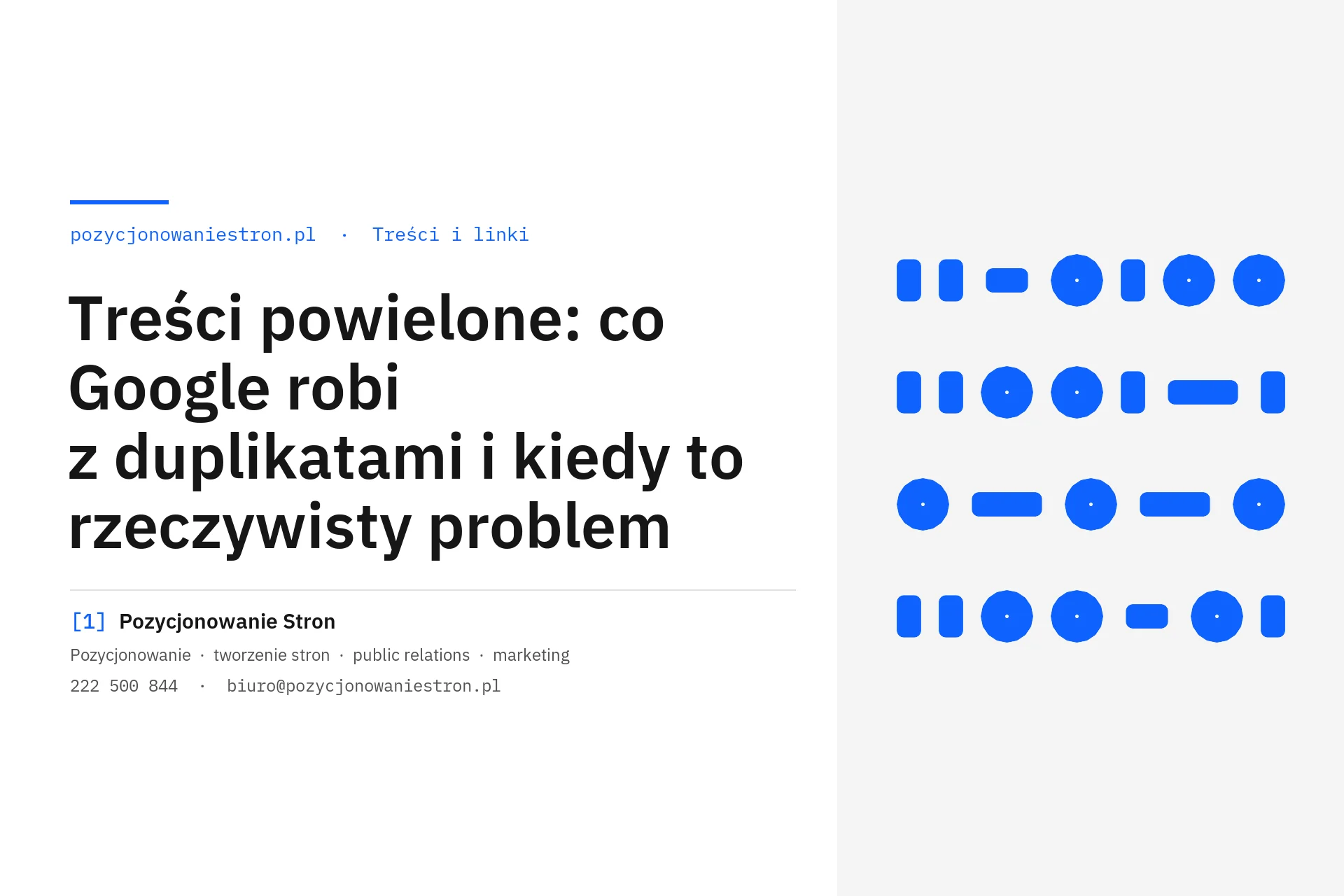 Treści powielone i duplikaty w Google - okładka wpisu na blogu Pozycjonowanie Stron