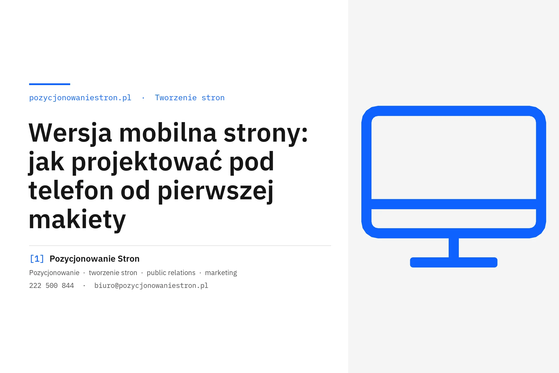 Wersja mobilna strony i projektowanie pod telefon - okładka wpisu na blogu Pozycjonowanie Stron