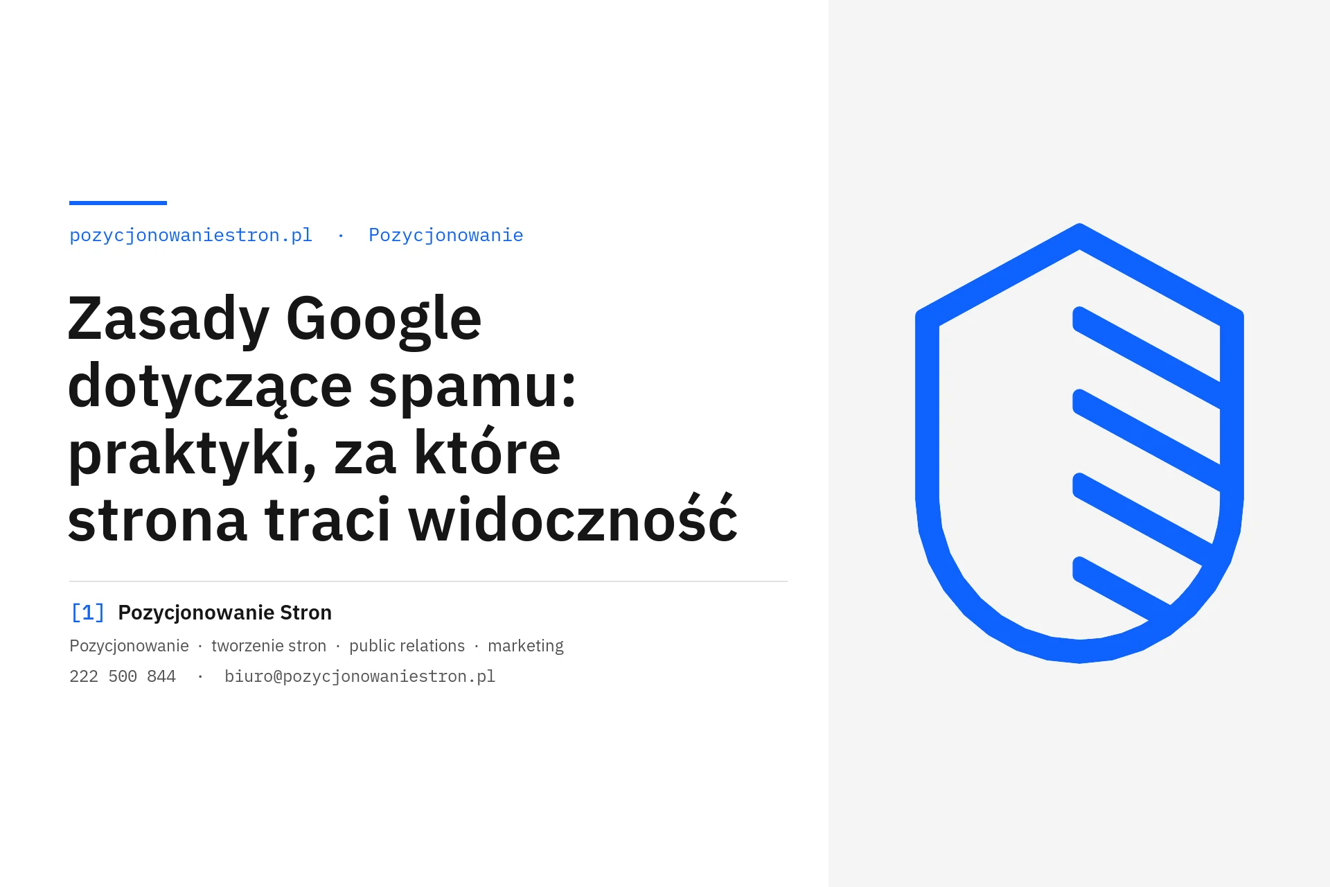 Zasady Google dotyczące spamu i utrata widoczności strony - okładka wpisu na blogu Pozycjonowanie Stron