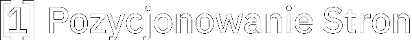 Logo Pozycjonowanie Stron, wersja biała na niebieskim tle